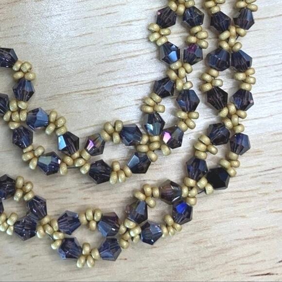 36” beaded chain. Purple crystals Matt gold accent New With Tags ! - Picture 3 of 7